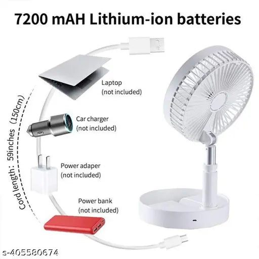USB Rechargeable Electric Adjustable Desk Fan