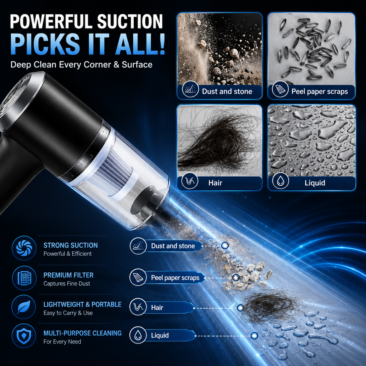 Mini Wireless Handheld Vacuum Cleaner for Car, Home & Office