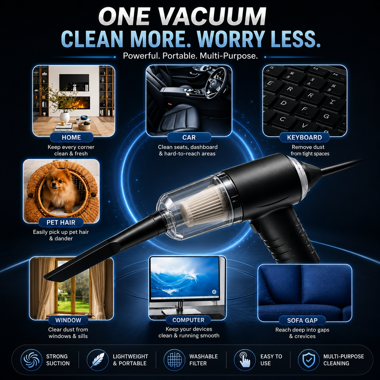 Mini Wireless Handheld Vacuum Cleaner for Car, Home & Office